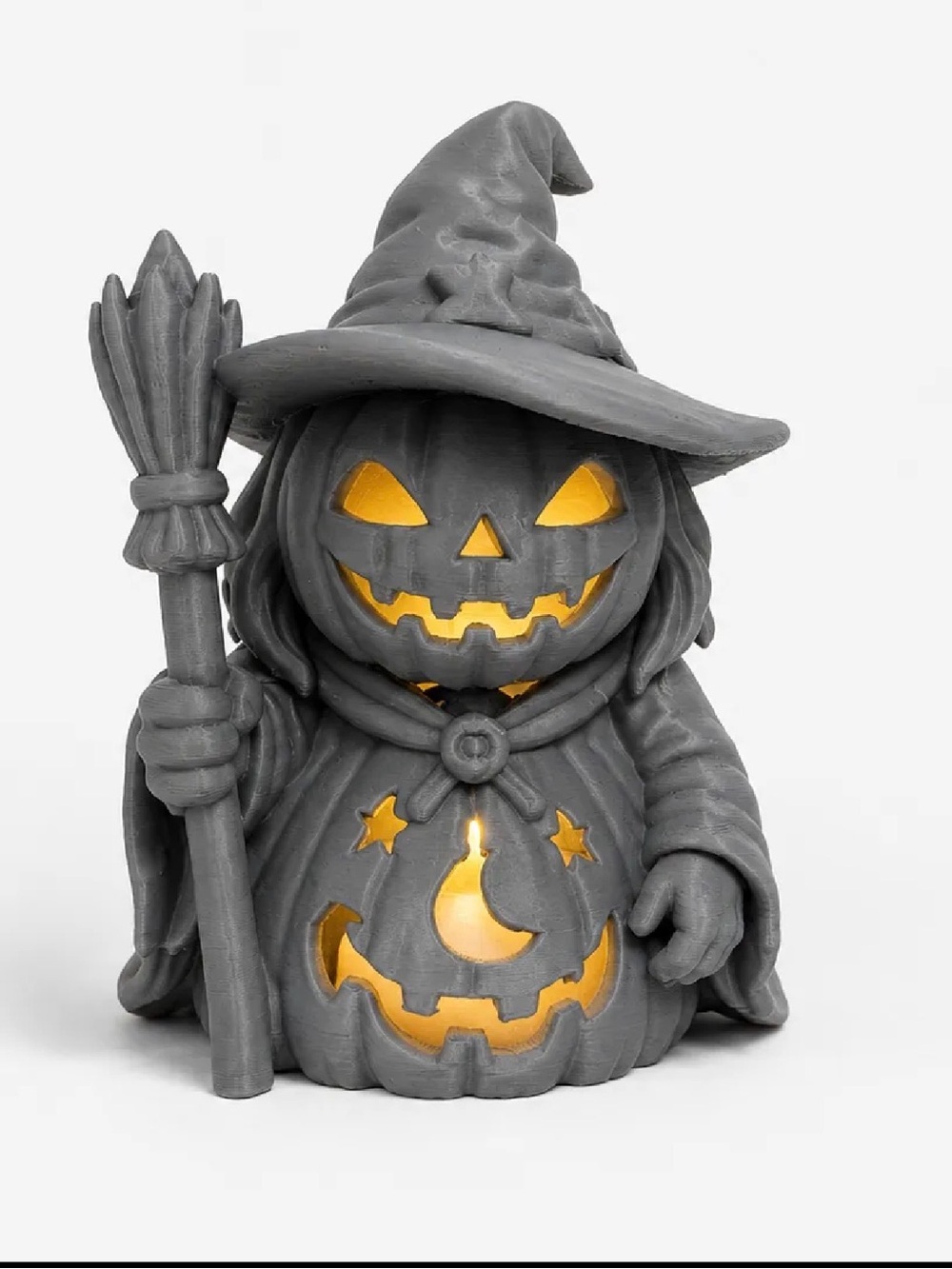 Gray Pumpkin Witch LED Accent Figurine - Brand: